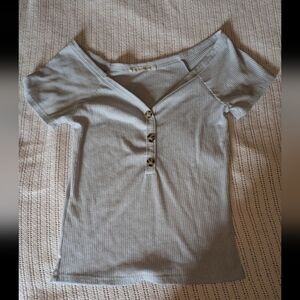 Caution To The Wind Light Blue Buttoned Top